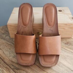 Splendid Studded Women's Tan Slide Block Heel Sandals Women's Size 9 NWOT